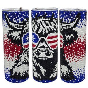 20oz Rhinestone Tumbler Patriotic Highland Cow